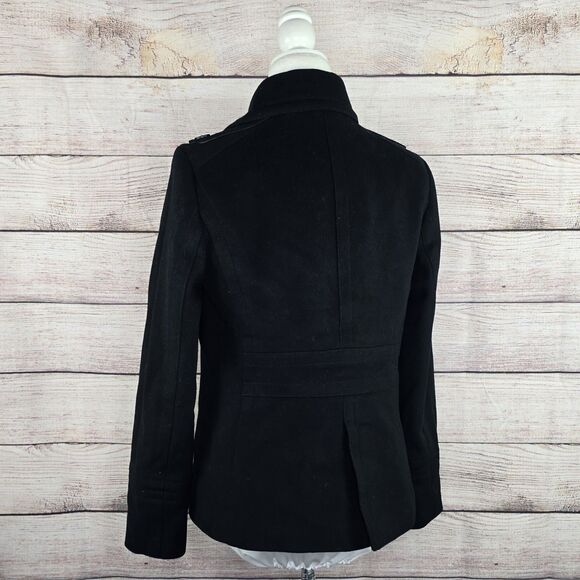 Vintage J. Crew 100% Wool Classic Double Breasted Peacoat Medium Black Y2K - Picture 3 of 8